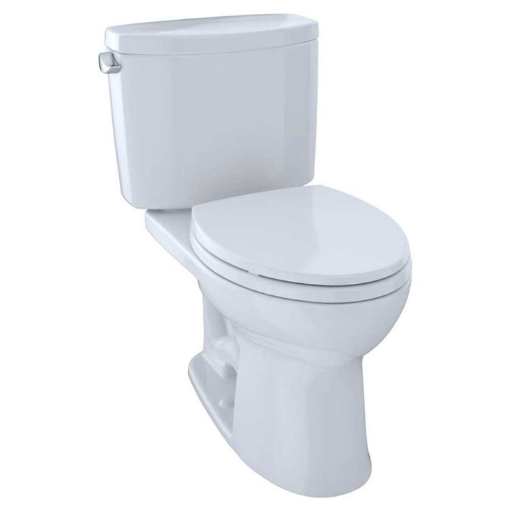 TOTO Drake II Two-Piece Close Coupled Toilet, Elongated, Less Seat, Universal Height, 1.28 GPF, Cotton White - CST454CEFG#01
