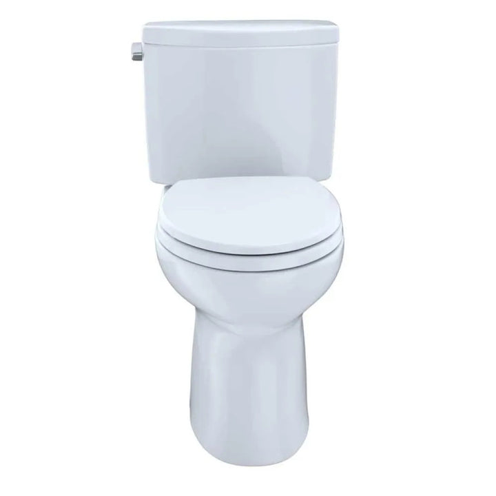 TOTO Drake II Two-Piece Close Coupled Toilet, Elongated, Less Seat, Universal Height, 1.28 GPF, Cotton White - CST454CEFG#01