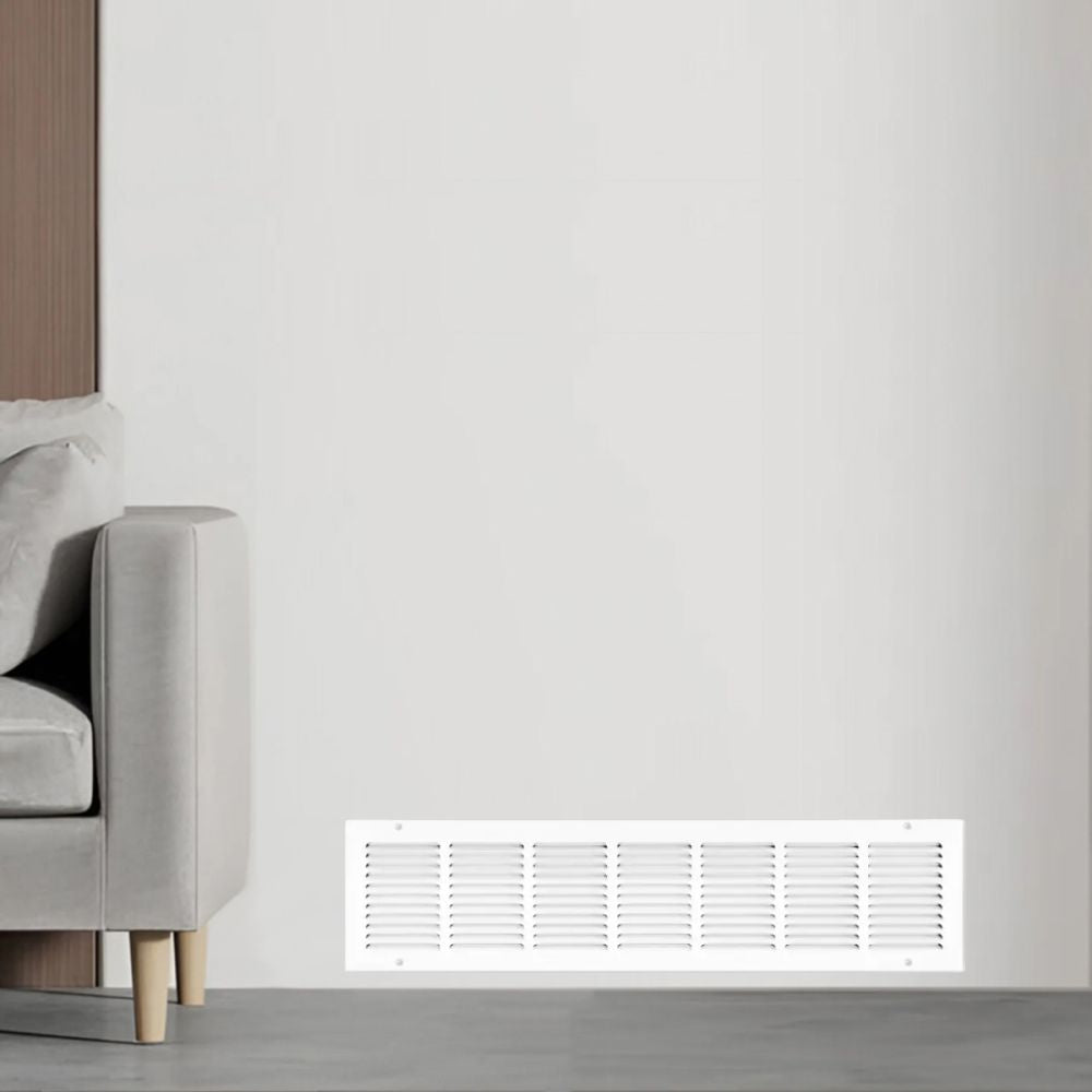 Shoemaker 30" x 8" Return Air Grille with 1/2" Spacing, White - 1050-30X8