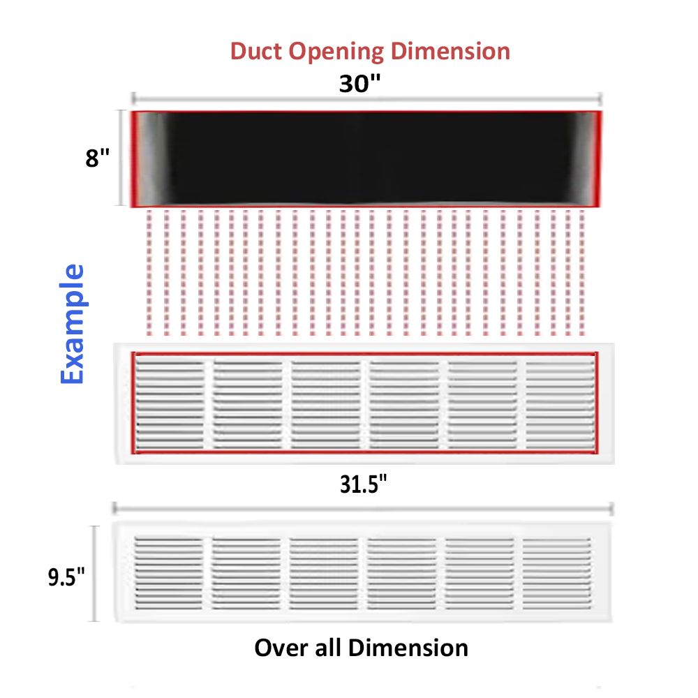 Shoemaker 30"X8" Baseboard Return Air Grille Stamped Face (1150-30x8)