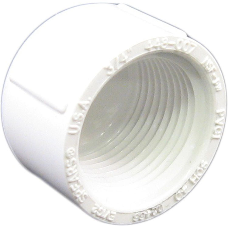 PVCCAP34T Schedule 40 PVC Threaded Cap, 3/4 Inch