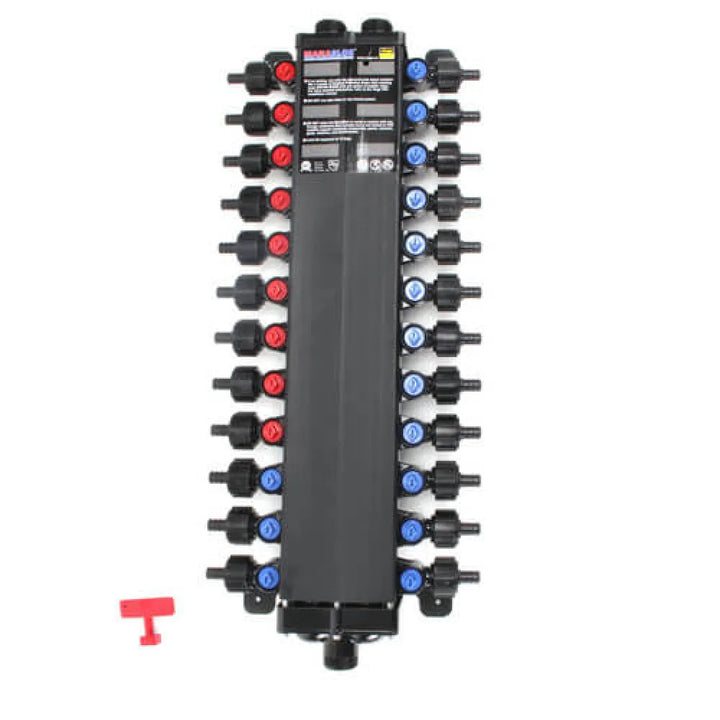 Viega ManaBloc Manifold System for ViegaPEX, 24-Port, 1/2" PEX Crimp Manifold, (9) Hot, (15) Cold - 50243