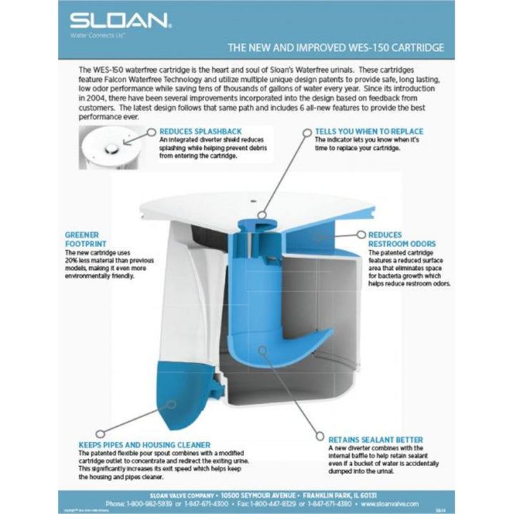 Sloan WES-150 Waterfree Urinal Cartridge Replacement (1001500)