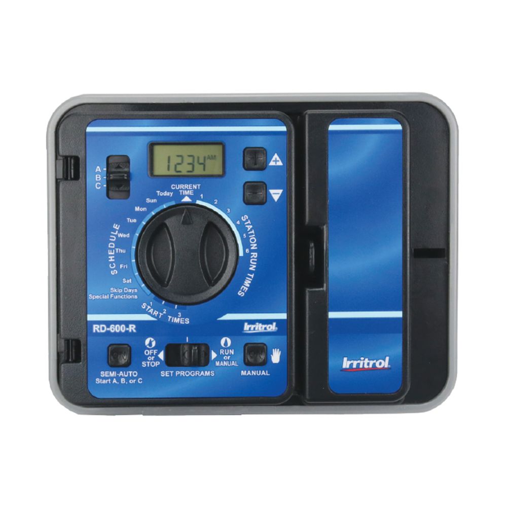Irritrol Rain Dial-R Indoor Controller, 6-Station, 3-Program, LCD Display with Battery Backup - RD600-INT-R