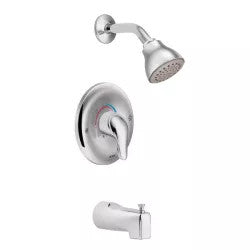 Moen Chateau Posi-Temp Tub/Shower Faucet, 2.5 GPM, 1-Function, Single Lever Handle, M-PACT, Bulk Version, Chrome - TL183