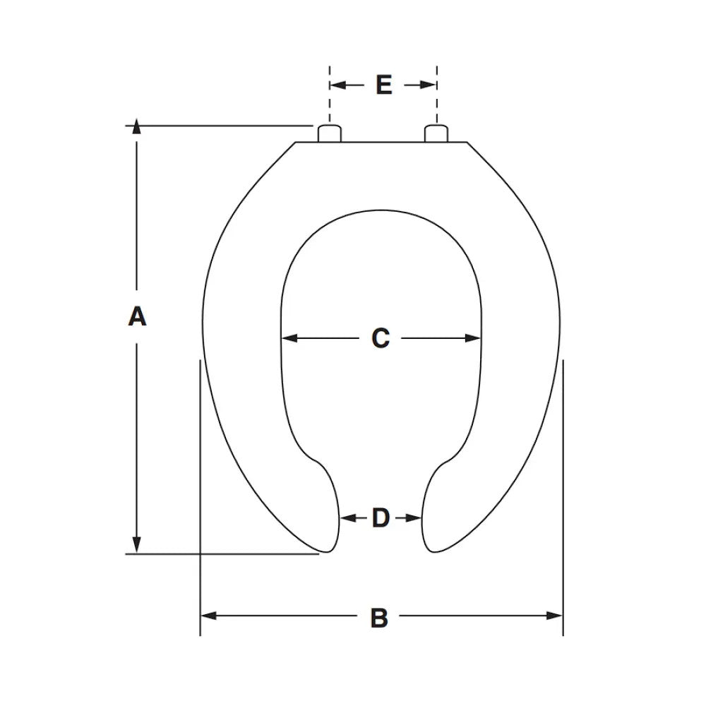 American Standard Commercial Open Front Elongated Toilet Seat, Heavy Duty, Less Cover, White - 5901.100.020