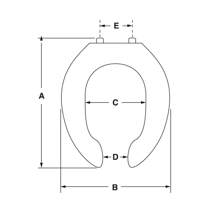 American Standard Commercial Open Front Elongated Toilet Seat, Heavy Duty, Less Cover, White - 5901.100.020