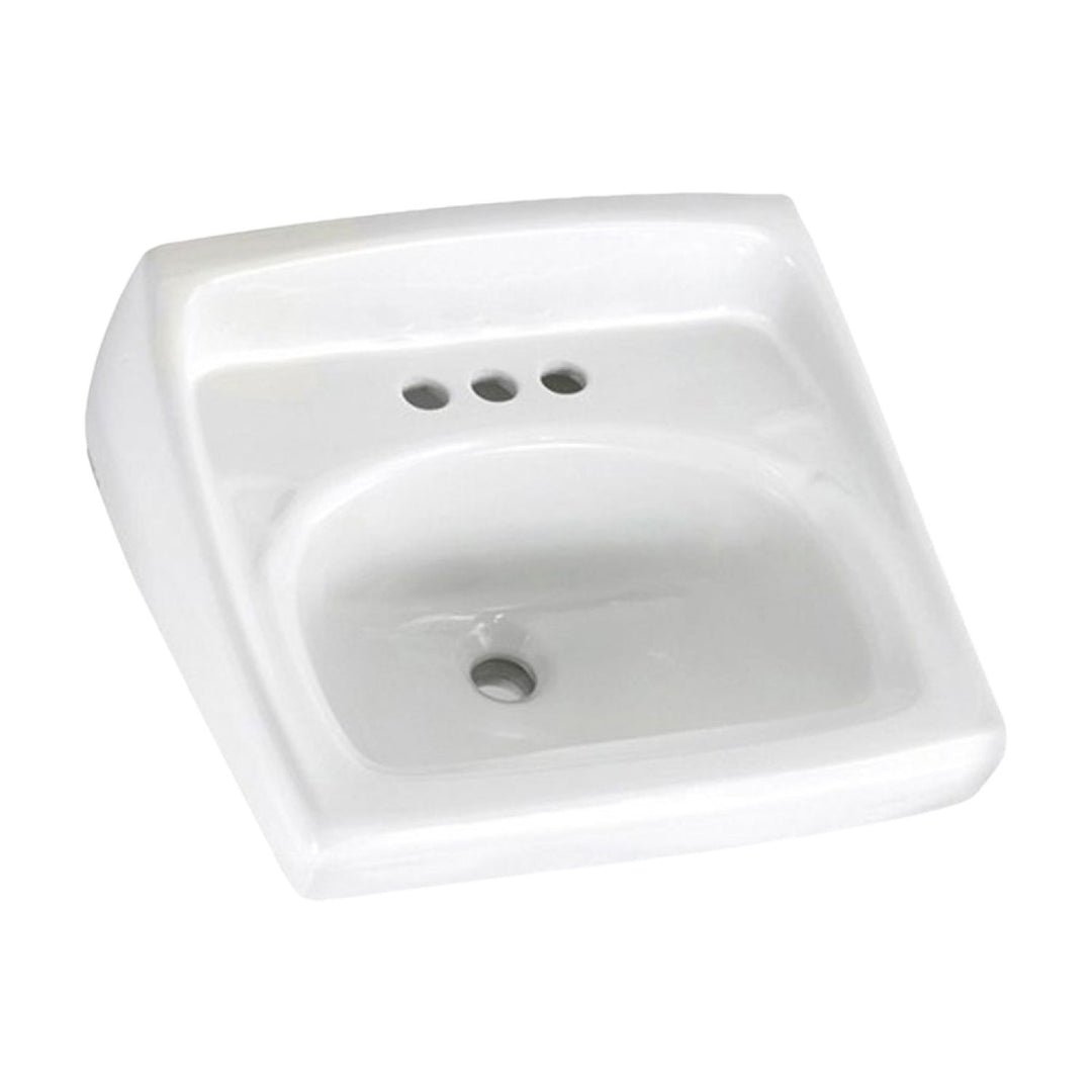 American Standard Lucerne Wall-Mount Sink with 4" Faucet Holes Centers, D-Shaped Bowl, Vitreous China, White - 0355.012.020