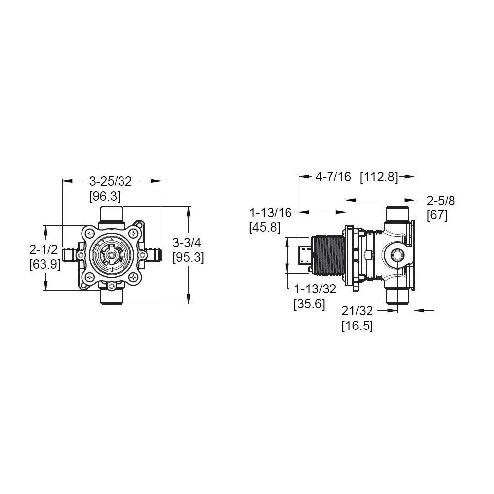Pfister JX8-310P PermaBalance Tub/Shower Rough-In Valve, 1/2" PEX Inlets/Universal Outlets, Job Pack Version
