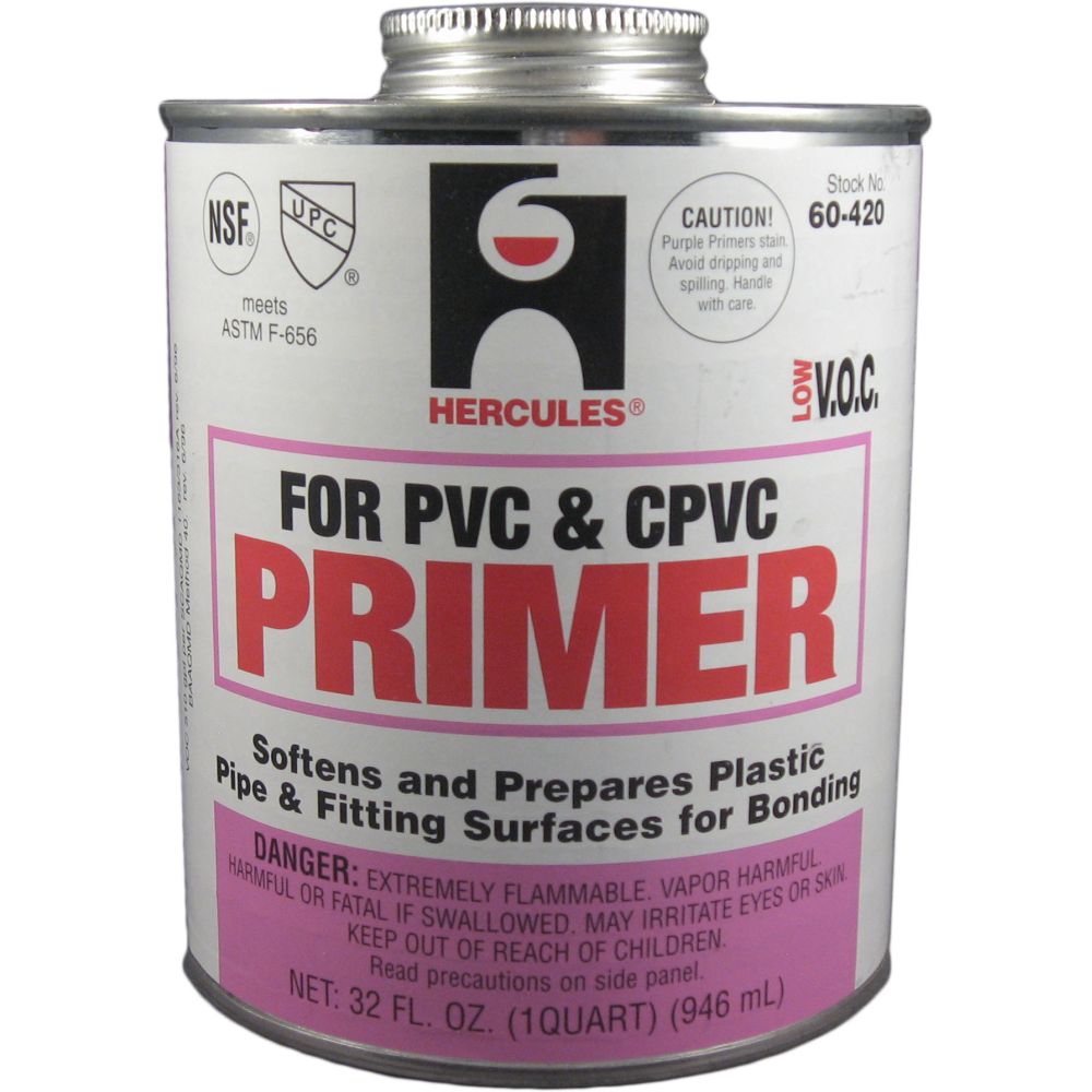Purple Plastic Pipe Primer for PVC and CPVC, Quart