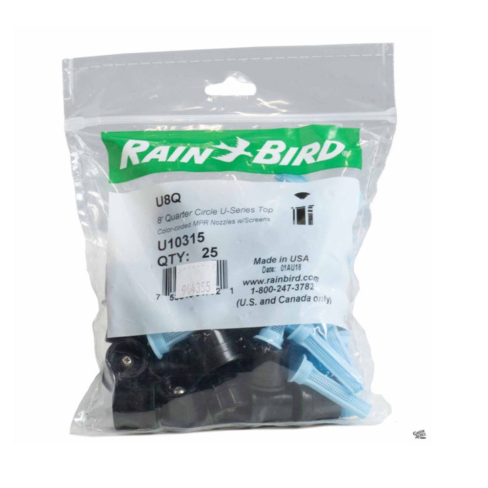 Rain Bird U-Series 8' Quarter-Circle Spray Nozzle, 90-Degree Radius - U8Q