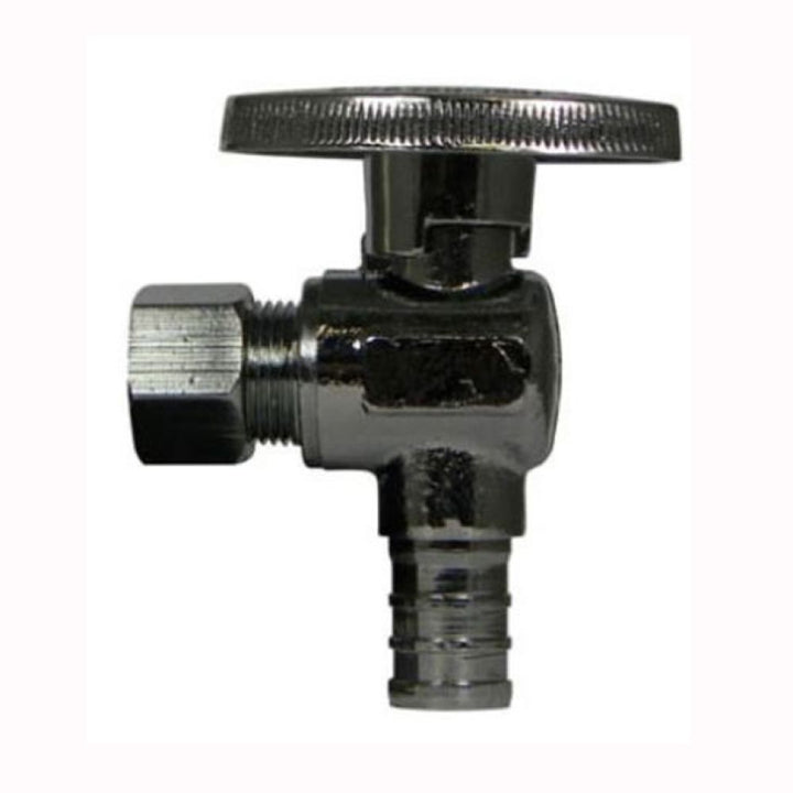 1/2" x 3/8" PEX Angle Stop Valve, Brass - Crimp x Compression