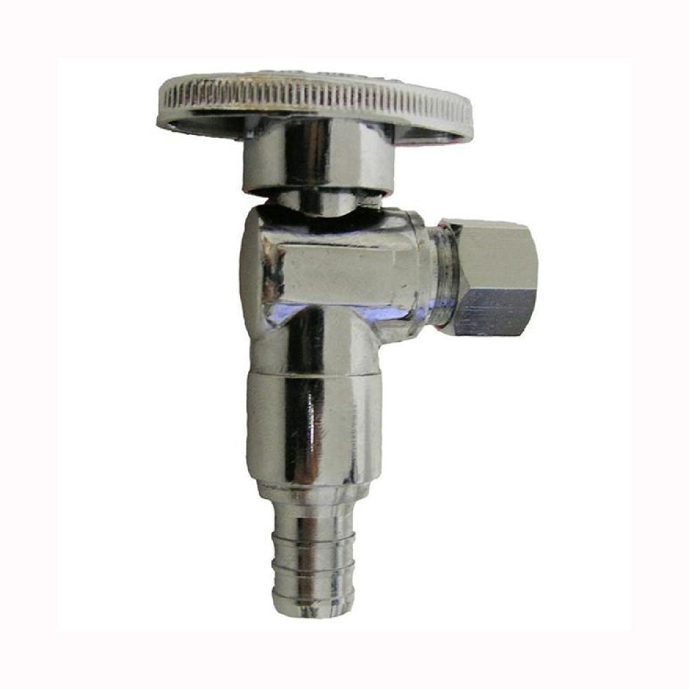 1/2" x 3/8" PEX Angle Stop Valve, Brass - Crimp x Compression