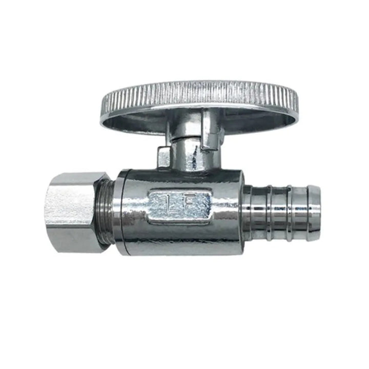 1/2" x 3/8" PEX Straight Stop Valve, Brass - Crimp x Compression