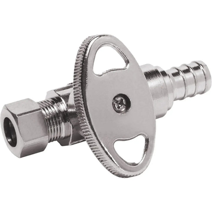 1/2" x 3/8" PEX Straight Stop Valve, Brass - Crimp x Compression