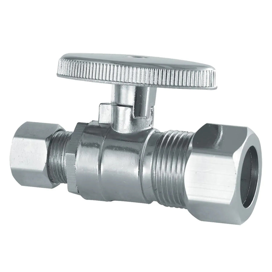 1/4 Turn Straight Stop Valve, 5/8" x 3/8" Compression - Brass