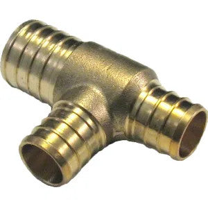 1 Inch x 3/4 Inch x 3/4 Inch PEX Tee, Brass Construction