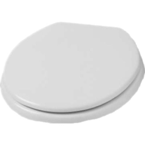 Bemis 400TTA-000 White Closed Front Round Wood Toilet Seat with Cover