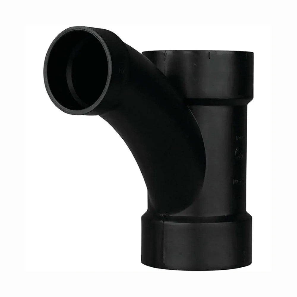 3'' x 3" x 2" ABS DWV (Drain Waste and Vent) Long Sweep Combination Tee-Wye - Hub x Hub x Hub