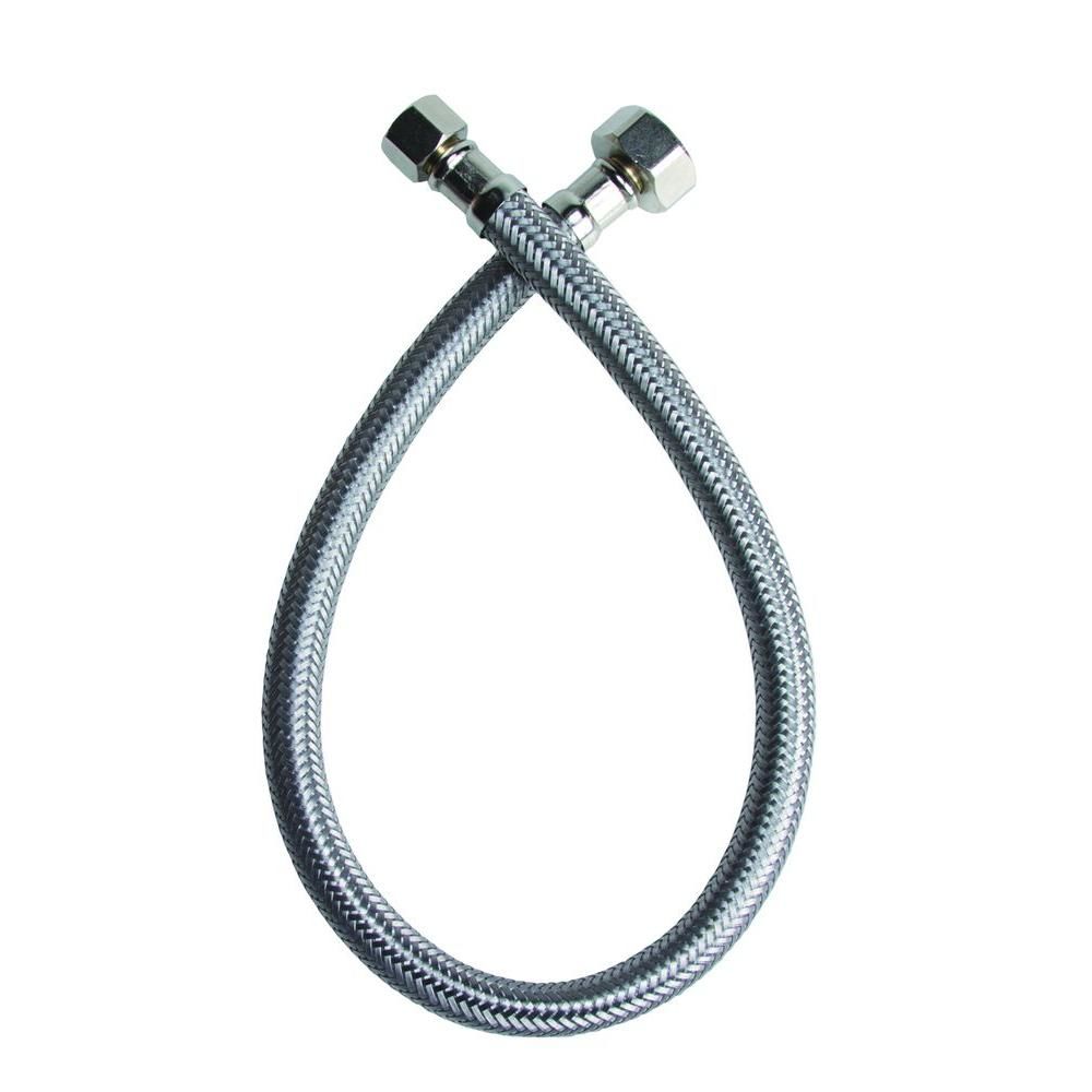 3/8" 1/2" x 20" Stainless Steel Flexible Faucet Supply Line - Compression x Female Pipe Thread