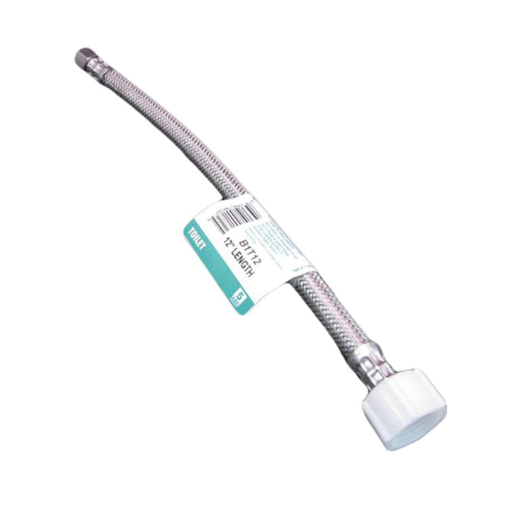 3/8" x 7/8" x 12" Flexible Toilet Supply Line, Braided, Stainless Steel - Compression x Ballcock