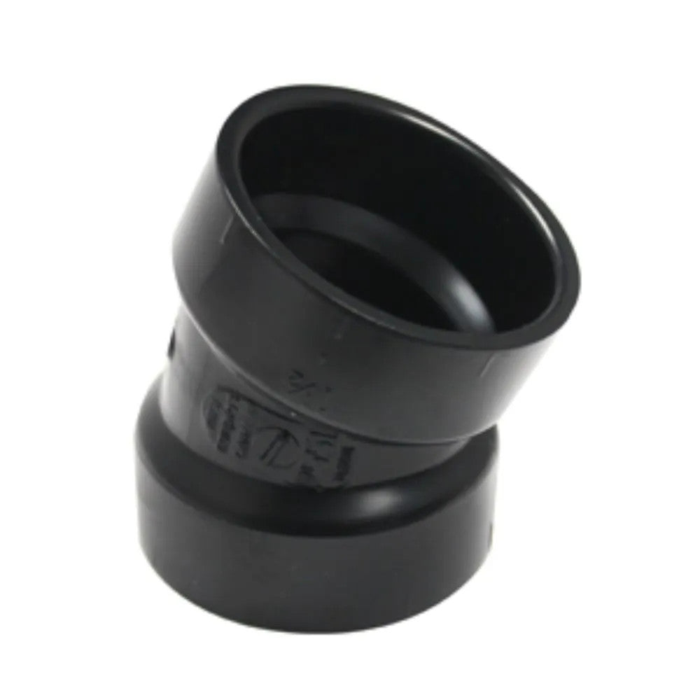 1-1/2" ABS DWV (Drain Waste and Vent) 22-1/2-Degree Elbow - Hub x Hub