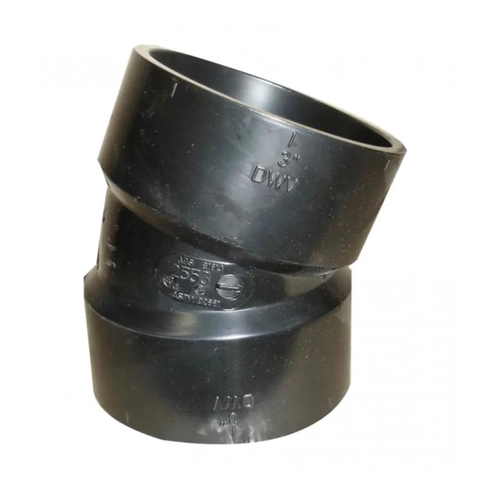 3" ABS DWV (Drain Waste and Vent) 22-1/2-Degree Elbow - Hub x Hub
