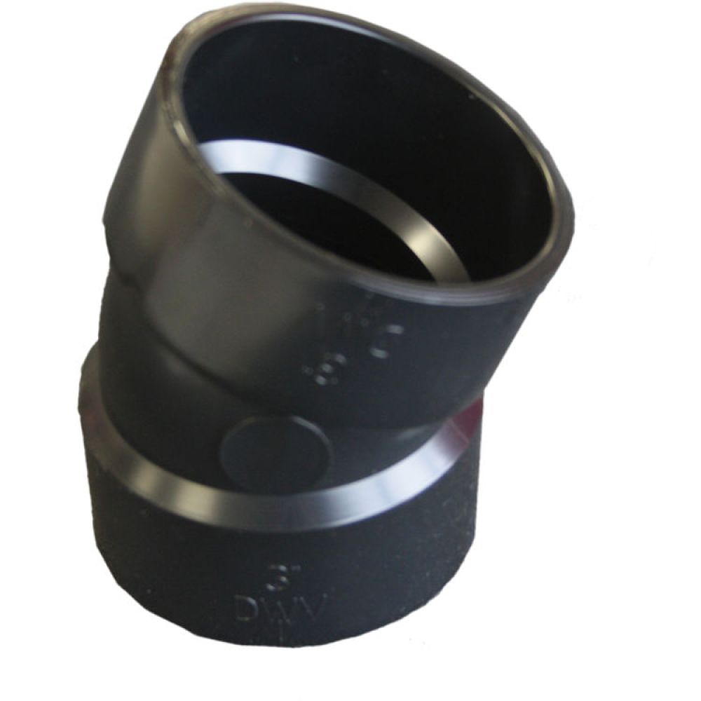 3" ABS DWV (Drain Waste and Vent) 22-1/2-Degree Elbow - Hub x Hub