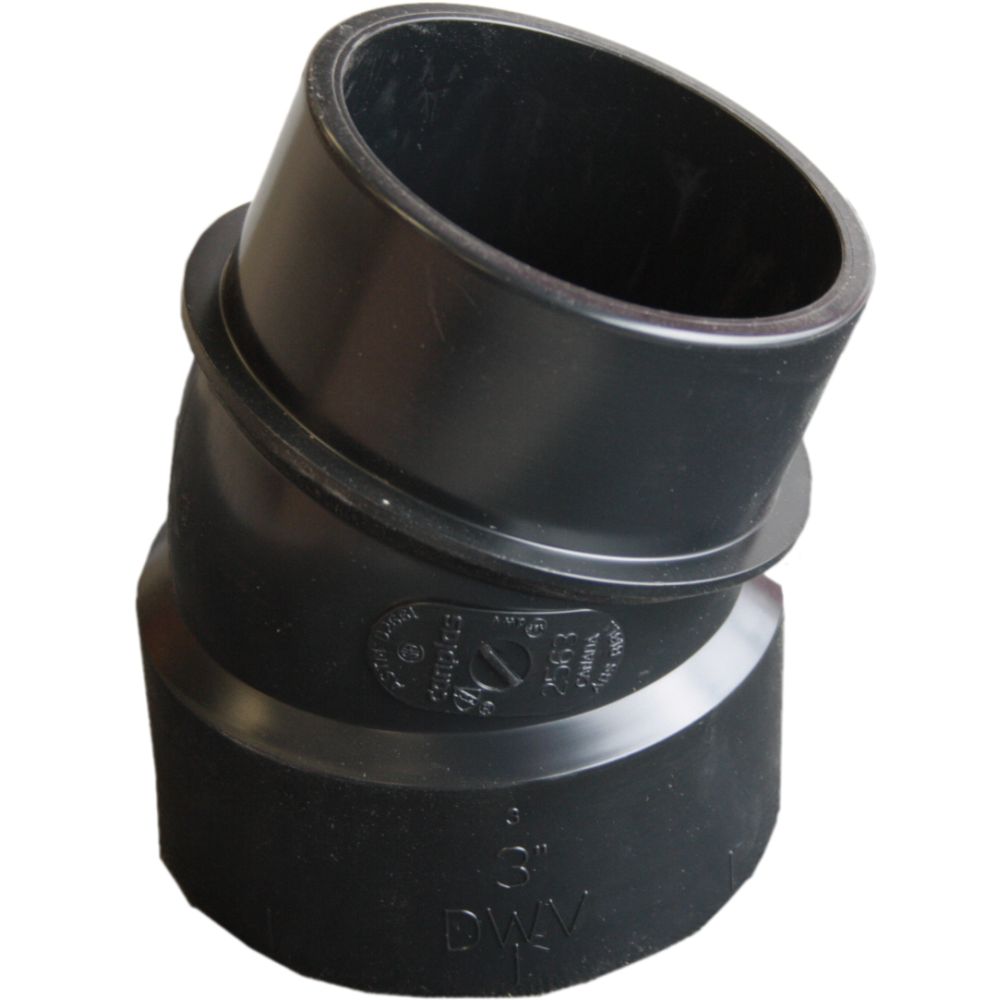3 Inch ABS 22.5-Degree Street Elbow, DWV (Drain, Waste, and Vent) Applications