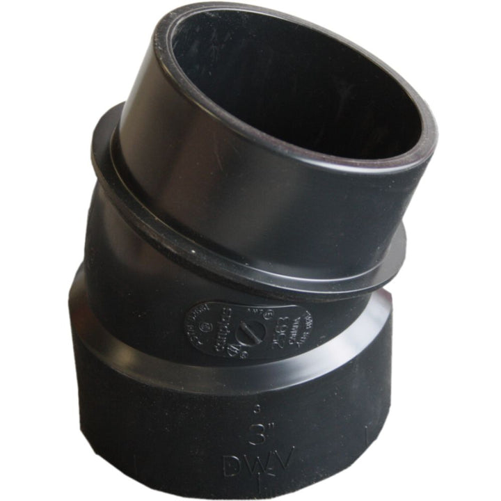3 Inch ABS 22.5-Degree Street Elbow, DWV (Drain, Waste, and Vent) Applications