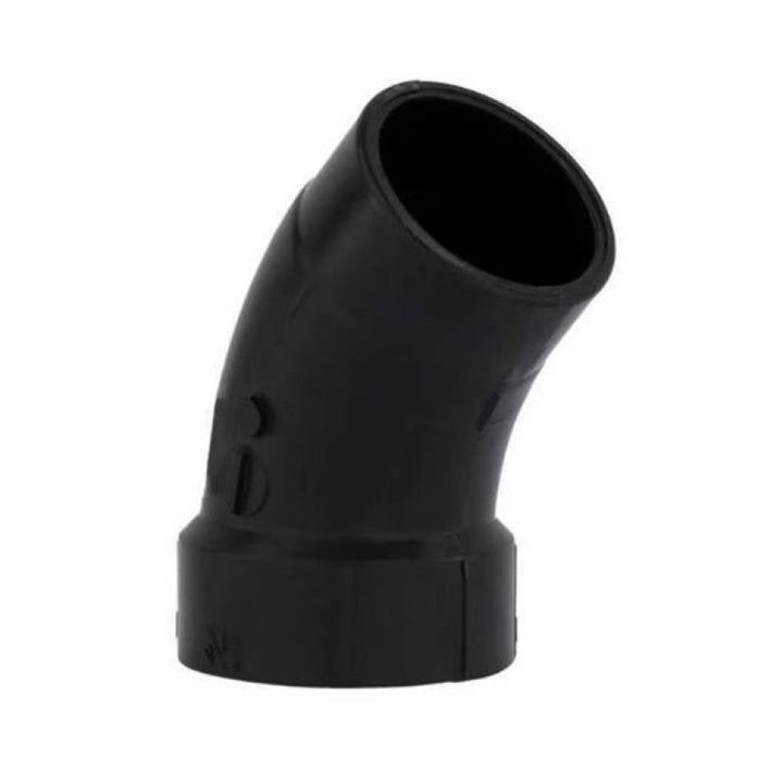 3" ABS DWV (Drain Waste and Vent) Long Sweep 45-Degree Elbow - Spigot x Hub