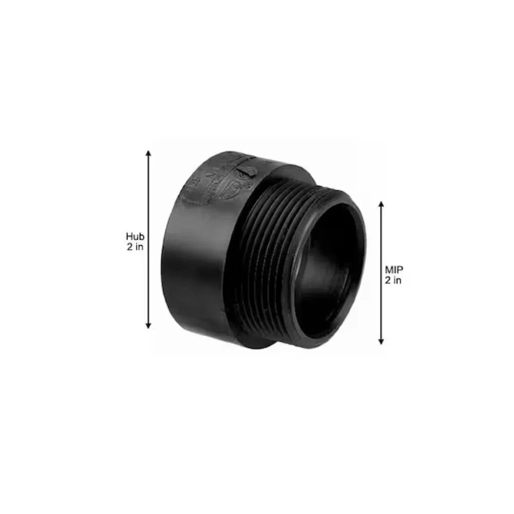 2-Inch Male Adapter, Threaded Connection, ABS Construction