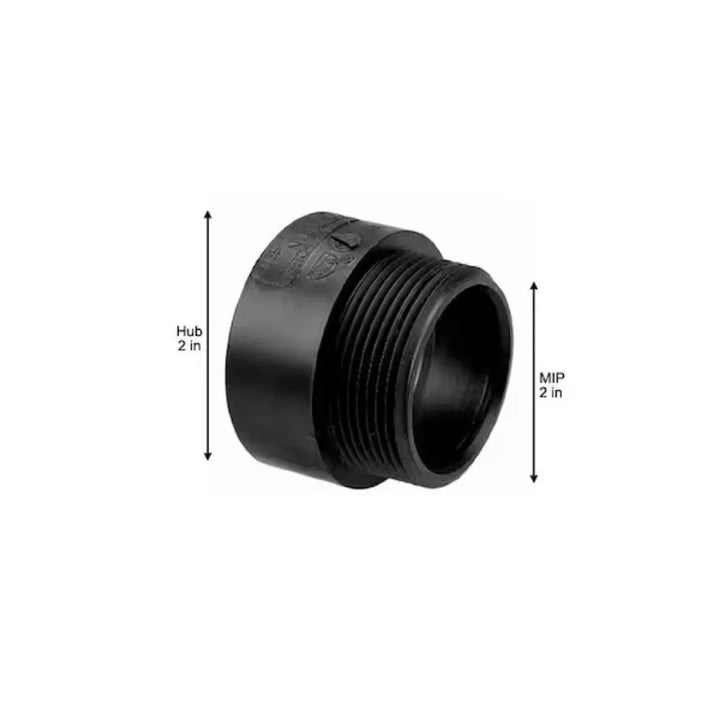2-Inch Male Adapter, Threaded Connection, ABS Construction