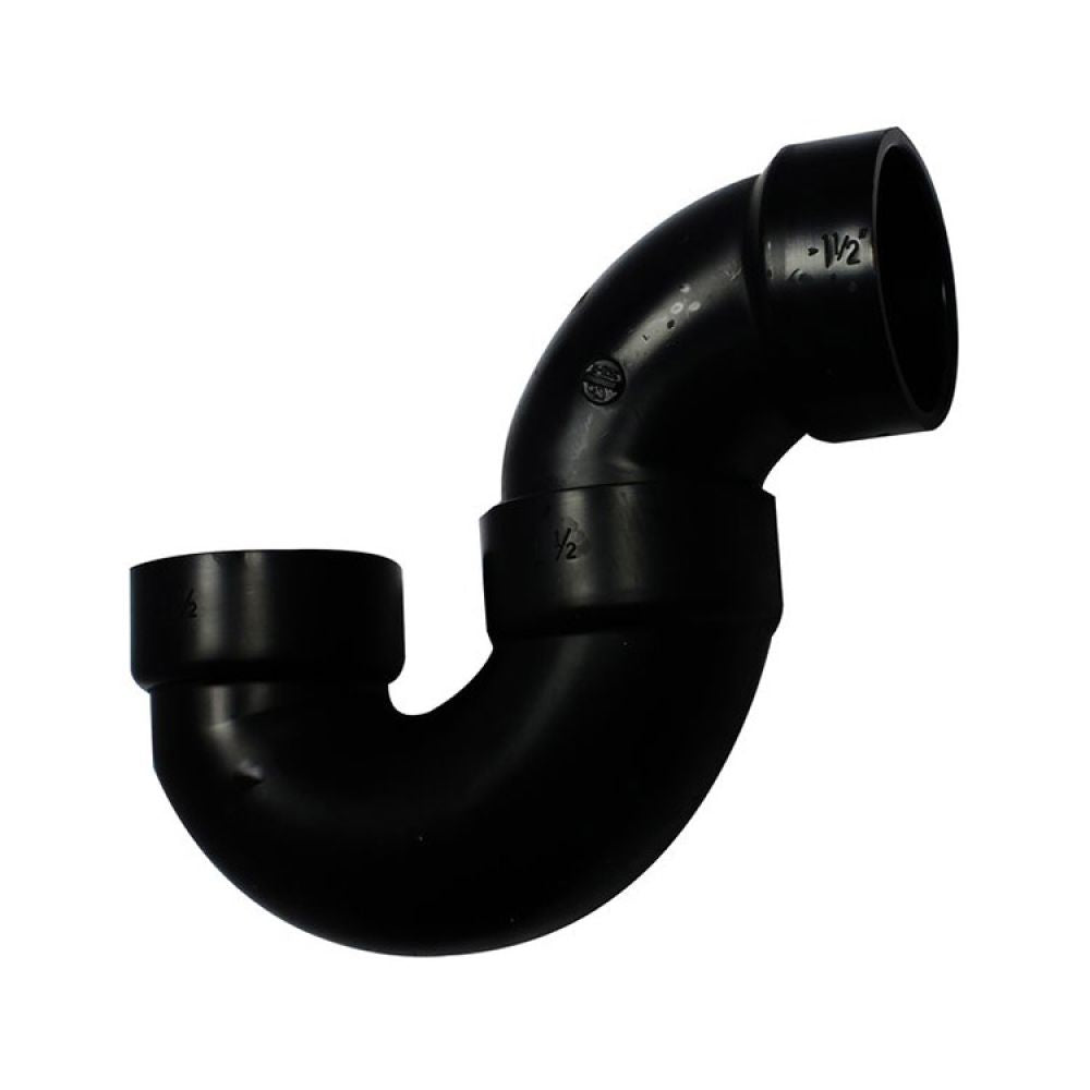 1-1/2" ABS DWV (Drain Waste and Vent) P-Trap Solvent Weld Joint - Hub x Hub
