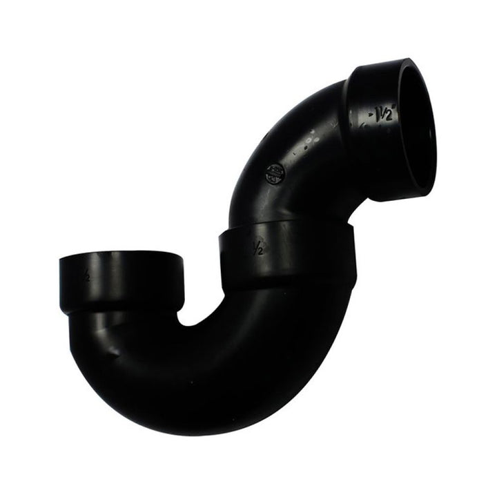 1-1/2" ABS DWV (Drain Waste and Vent) P-Trap Solvent Weld Joint - Hub x Hub