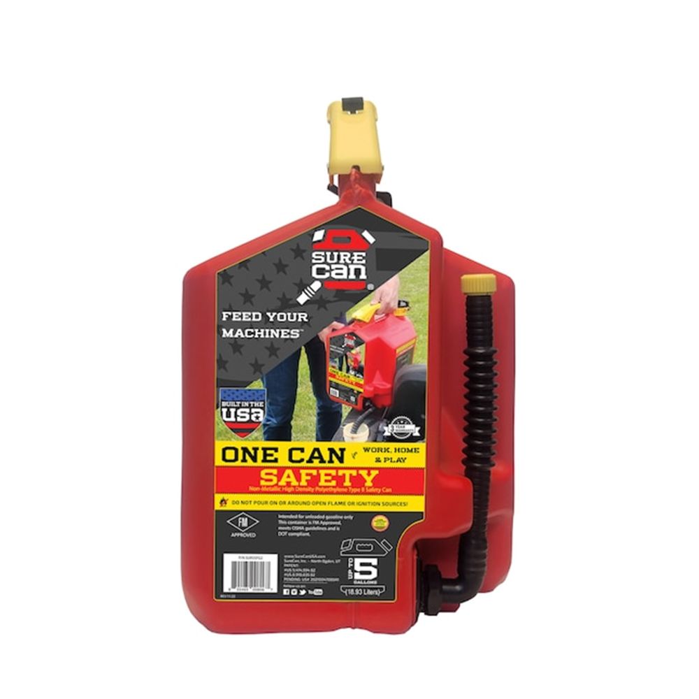 SureCan Red Type II Safety Can for Gasoline, 5 Gallon - SUR5SFG2