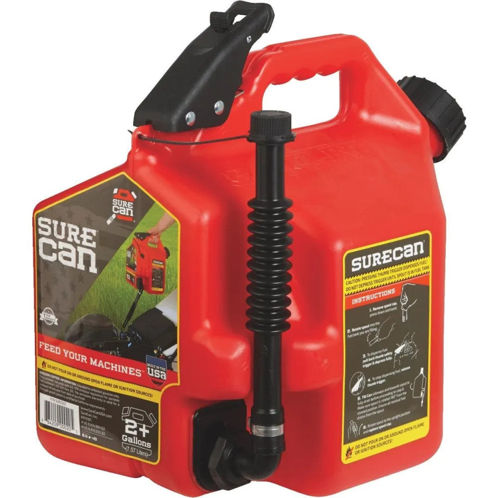 SureCan 2.2 Gallon Red Gas Can for Gasoline - SUR22G1
