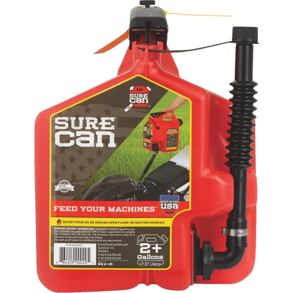 SureCan 2.2 Gallon Red Gas Can for Gasoline - SUR22G1