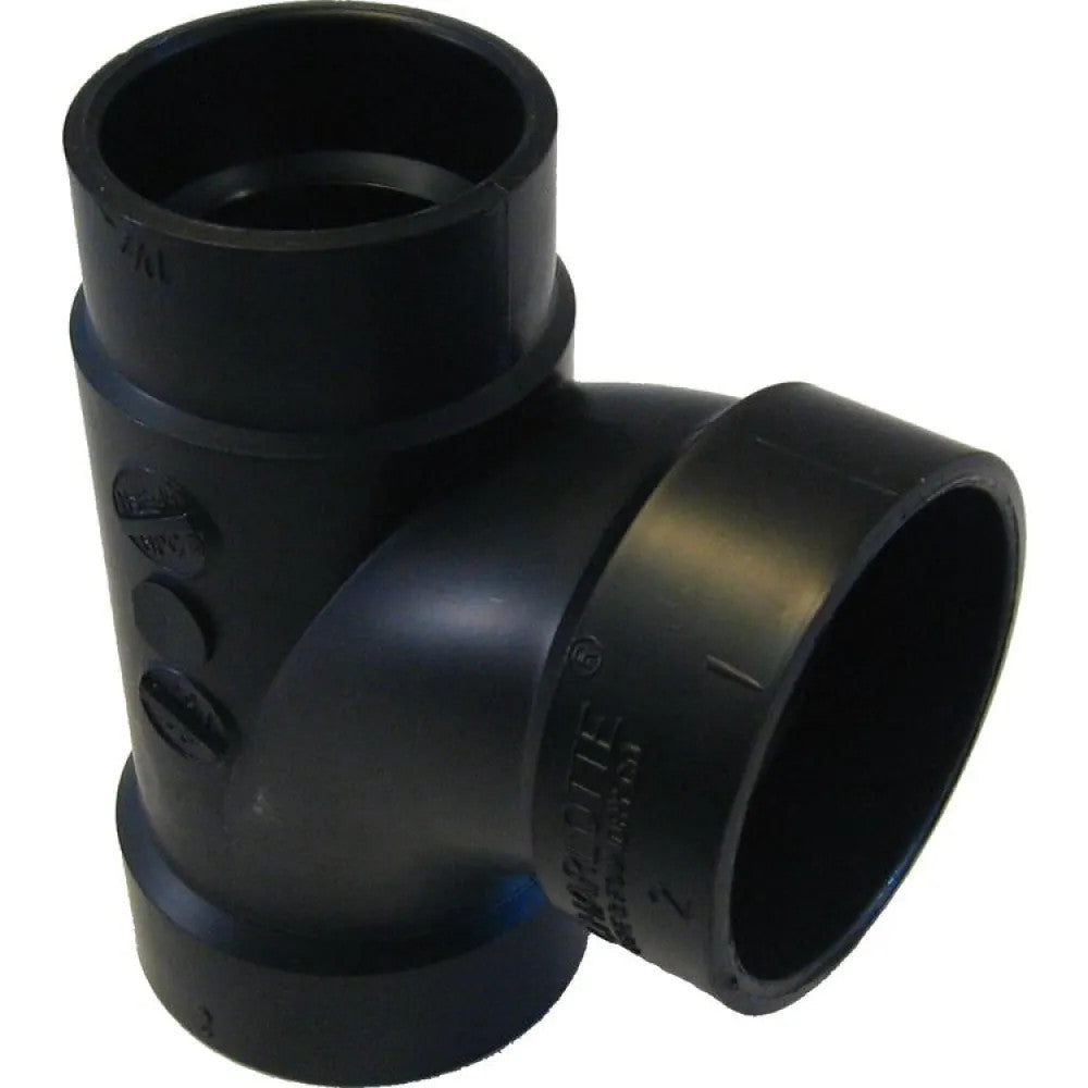 2" x 1-1/2" x 2" ABS DWV (Drain Waste and Vent) Sanitary Reducing Tee - Hub x Hub x Hub