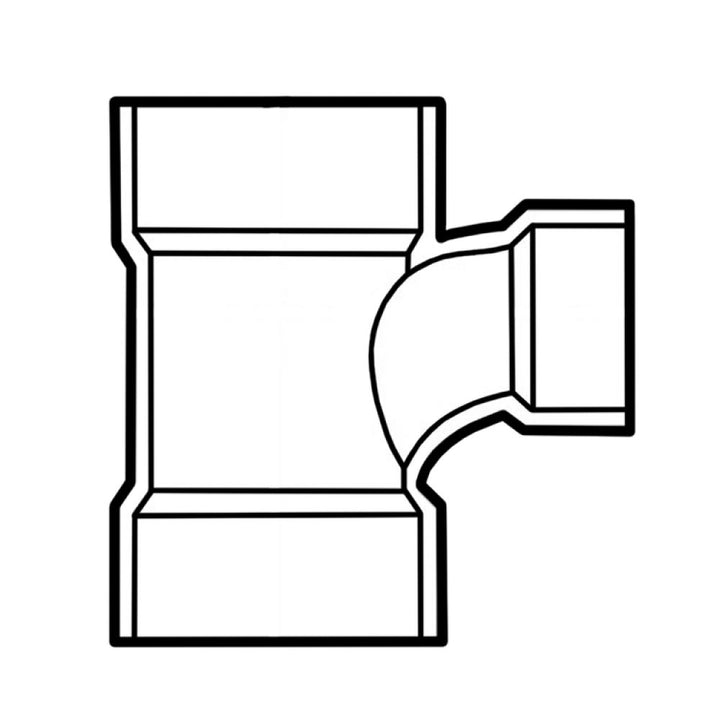 3" x 3" x 2" ABS DWV (Drain Waste and Vent) Sanitary Reducing Tee - Hub x Hub x Hub