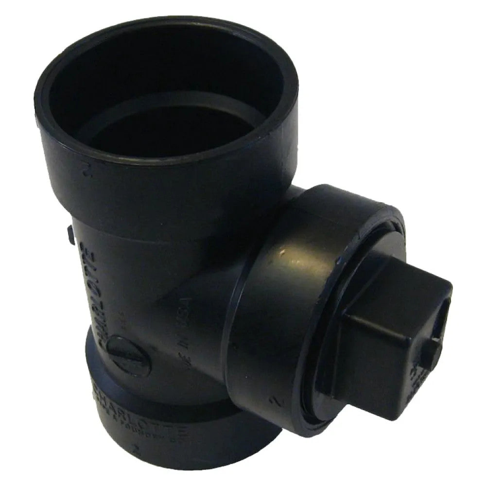 2" ABS DWV (Drain Waste and Vent) Cleanout Tee with Threaded Plug - Hub x Hub x FNPT (Female National Pipe Thread)