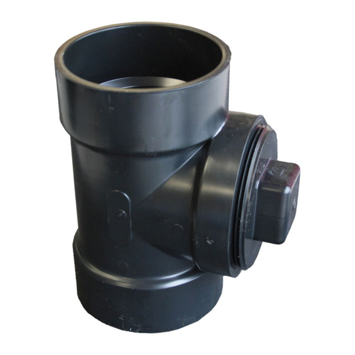 3" ABS DWV (Drain Waste and Vent) Cleanout Tee with Threaded Plug - Hub x Hub x FNPT (Female National Pipe Thread)