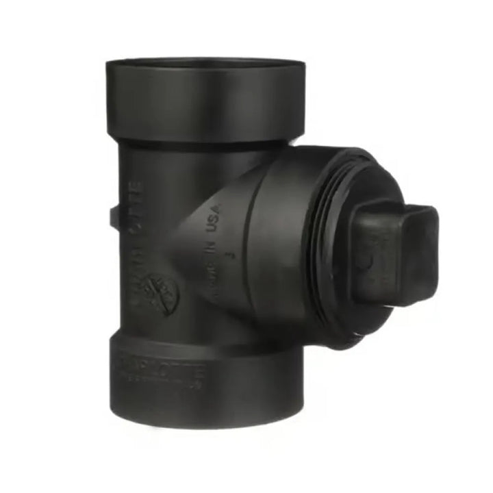 3" ABS DWV (Drain Waste and Vent) Cleanout Tee with Threaded Plug - Hub x Hub x FNPT (Female National Pipe Thread)