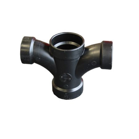2" x 2" x 1-1/2" x 1-1/2" Double Combination Wye Tee Drain Waste, ABS Construction