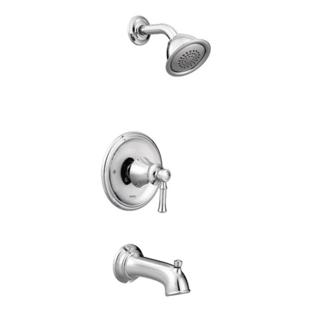Moen Dartmoor Posi-Temp Tub/Shower Faucet, 1.75 GPM, 1-Function, Single Lever Handle, M-PACT, Eco-Performance, Chrome - T2183EP