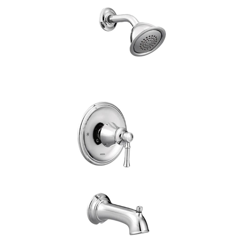 Moen Dartmoor Posi-Temp Tub/Shower Faucet, 1.75 GPM, 1-Function, Single Lever Handle, M-PACT, Eco-Performance, Chrome - T2183EP