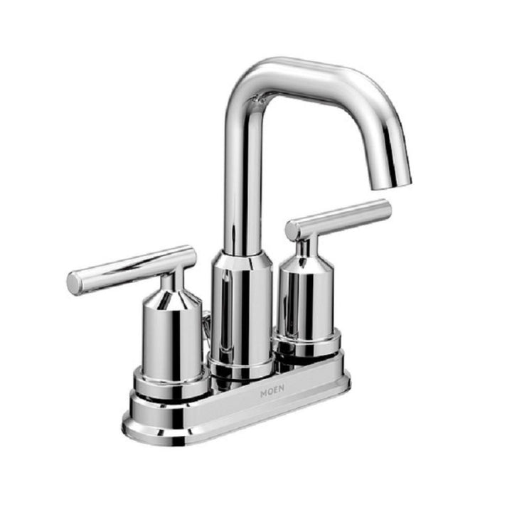Moen Gibson Two-Handle High-Arc Centerset Chrome Bathroom Faucet with Metal Pop-Up, 1.2 GPM, Lever Handles, WaterSense, ADA - 6150