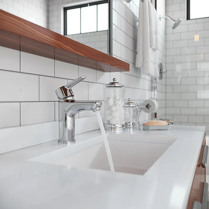 Pfister Pfirst Modern Single-Hole Bathroom Faucet, Single-Handle, 1.2 GPM, Lever Handle, Pforever Seal, Polished Chrome - LG142-0600