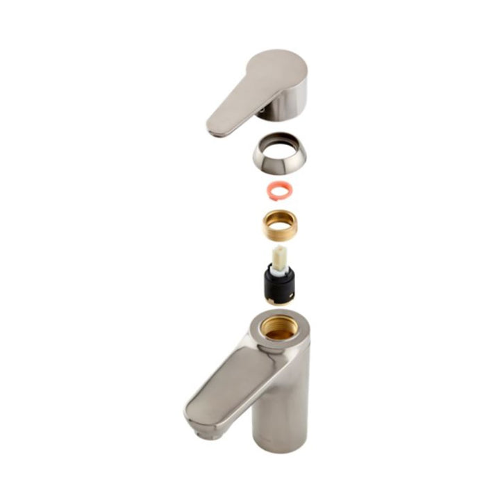 Pfister Pfirst Modern Single-Hole Bathroom Faucet, Single-Handle, 1.2 GPM, Lever Handle, Pforever Seal, Brushed Nickel - LG142-060K