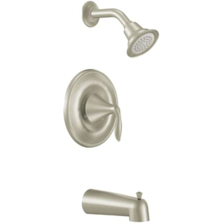 Moen Eva Posi-Temp Tub/Shower Faucet, 1.75 GPM, 1-Function, Single Lever Handle, M-PACT, Eco-Performance, Brushed Nickel - T2133EPBN